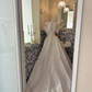 Ivory Strapless Waist-Cinched Full Flared Skirt Long Grand Romantic Dress, Wedding Gown gh7730