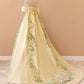 Yellow gorgeous exquisite floral long satin formal custom made ball gown evening dress gh3148