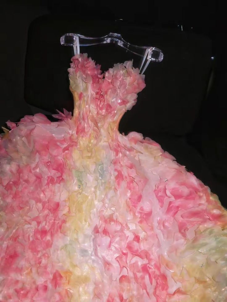 ✨Girlhomeshops-3D Petal Ombre Ball Gown Spaghetti Strap Prom Dress gh10183