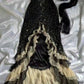 Black shiny elegant ruffle tulle long sequined ball gown prom dress evening gown gh3141