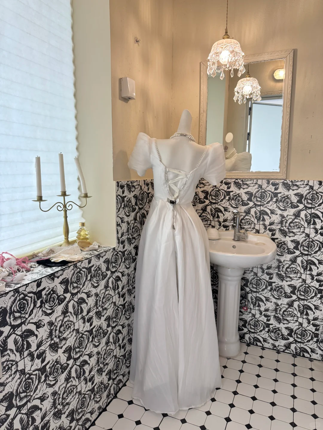 White Puff Sleeve Square Neck Waist-Cinched Slimming Elegant Romantic Dress, Wedding Gown gh7695