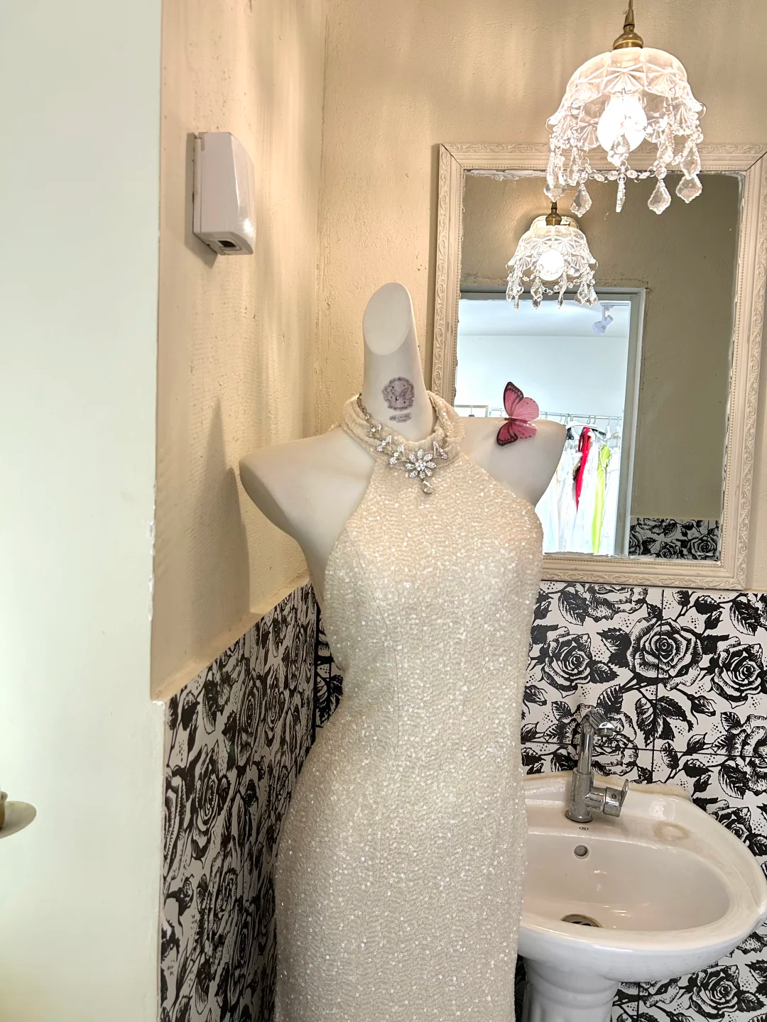 Ivory Sleeveless Halter Waist-Cinched Straight Skirt Elegant Romantic Dress, Wedding Gown gh7613