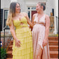 Robe de soirée longue en satin jaune élégante à bretelles spaghetti, robe de bal à plusieurs niveaux, robe de soirée formelle gh3655