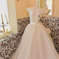 Ivory Lace Strapless Voluminous Skirt Tulle Long Romantic Dress, Wedding Gown gh7828
