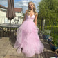 Pink fashion sweet long elegant tulle floor-length ball gown evening gown graduation gown coming of age ceremony gown gh3352