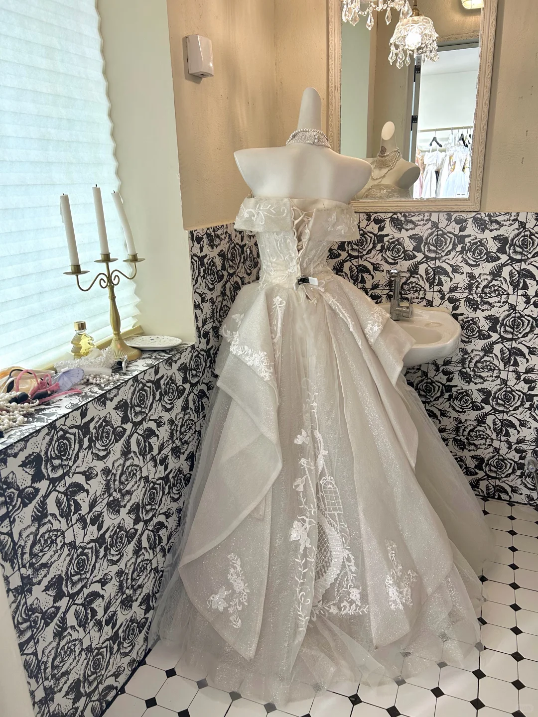 Ivory Strapless Cinched Waist Full Flared Skirt Long Elegant Romantic Dress, Wedding Gown gh7786