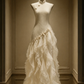 ✨Girlhomeshops-Tiered Ruffle Tulle Mermaid Ivory Qipao Cheongsam Wedding Dress gh10477
