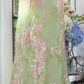 Mint Green Cowl Neck Floral Print Spaghetti Strap Mermaid Dress, Slit Chiffon Long Evening Gown, Romantic Garden Party Formal Dress gh9498