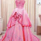 Pink Glitter Floral Beading Elegant Long Tulle Ball Gown Evening Dress Graduation Dress gh3348
