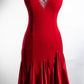 Robe de soirée courte en satin rouge, élégante et perlée, tenue de bal, gh4226