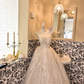 Ivory Strapless Gown With Shiny Rhinestones, Waist-Cinched Voluminous Skirt Romantic Dress, Wedding Gown gh7708