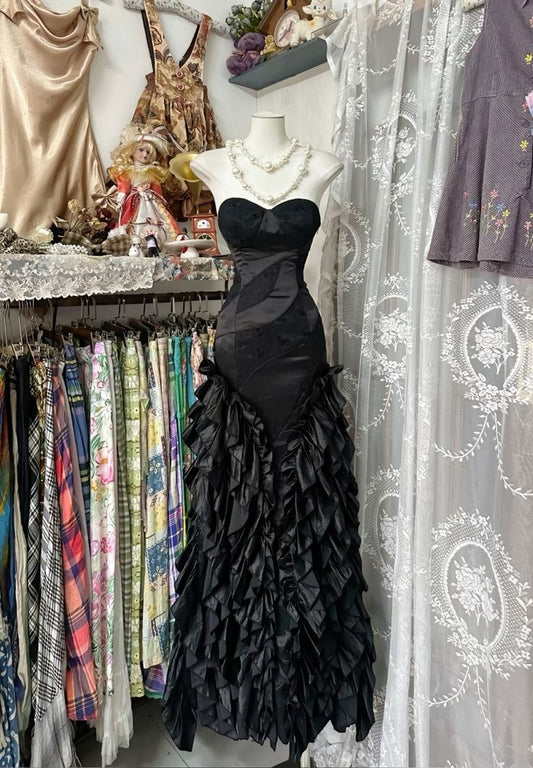 Black gorgeous elegant long mermaid slim ball gown evening dress party dress gh3247