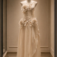 ✨Girlhomeshops-3D Rose Floral Organza Flowy Qipao Cheongsam Wedding Gown gh10474