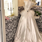 White Strapless Waist-Cinched Full Flared Long Gentle Elegant Romantic Dress, Wedding Gown gh7671