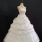 Off-white strapless elegant romantic gown with cinched waist and fluffy princess skirt, wedding dress & bridal gown gh8256