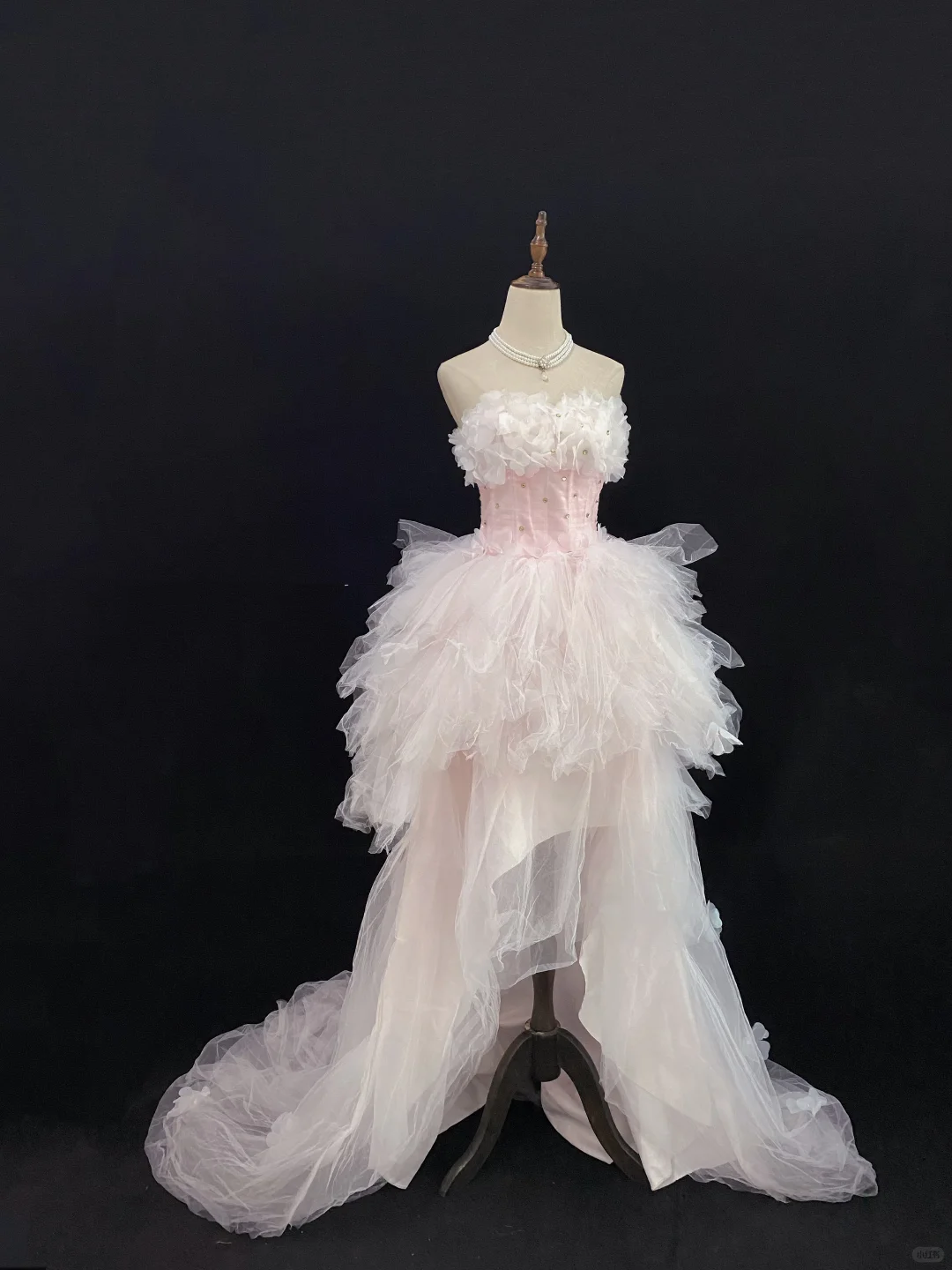 Blush Pink Strapless Luxury Romantic Gown with Cinched Waist and Train Skirt, Wedding Dress & Bridal Gown gh8126