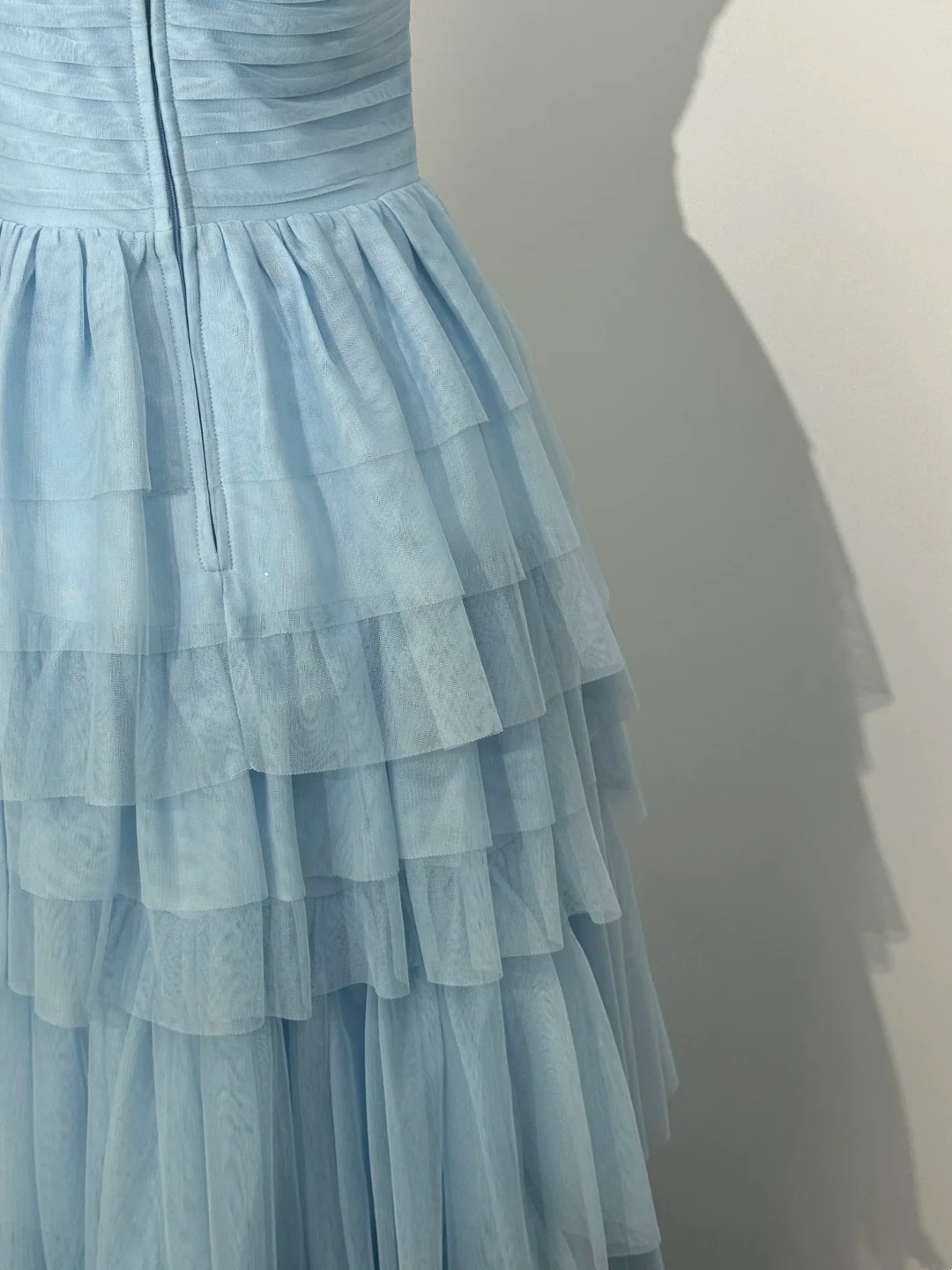 Light Blue One-Shoulder Fitted Waist Tiered Skirt Prom & Evening Dress gh7227