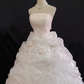 Off-white strapless elegant romantic gown with cinched waist and fluffy princess skirt, wedding dress & bridal gown gh8256