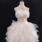 Blush Pink Strapless Luxury Romantic Gown with Cinched Waist and Train Skirt, Wedding Dress & Bridal Gown gh8126