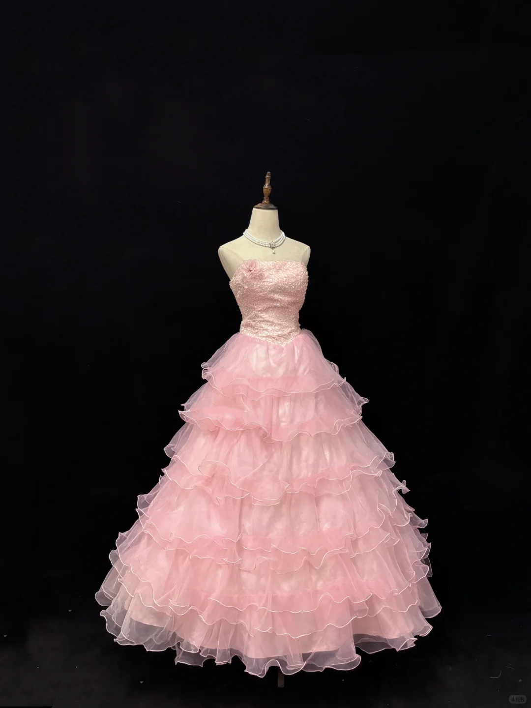 Pink Strapless with Beaded Details, Cinched Waist, Voluminous Skirt Cute Girly Romantic Dress, Wedding Gown gh8087