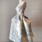 Girlhomeshops-Blue floral satin halter midi homecoming dress birthday party dress prom dress gh5395