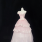 Blush Pink Gradient Strapless Cinched Waist Voluminous Princess Skirt Lace Trim Long Romantic Dress, Wedding Gown gh8038