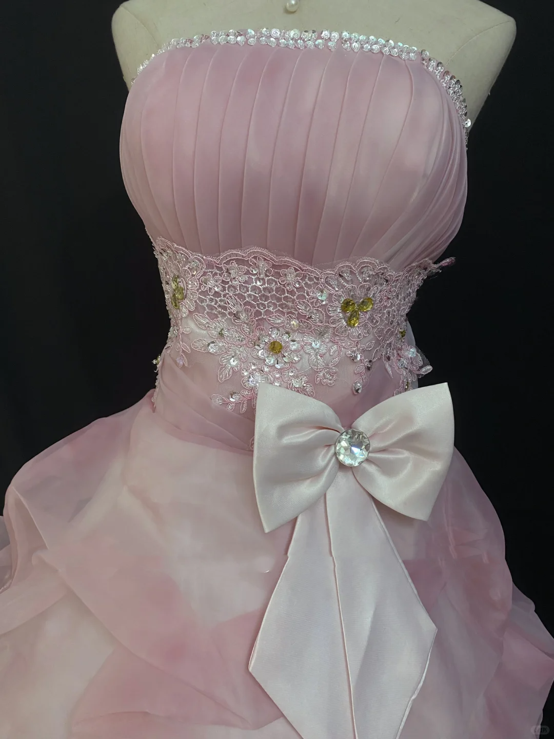 Blush Pink Strapless Long Romantic Gown with Fitted Waist and Fluffy Princess Skirt, Wedding Dress & Bridal Gown gh8303