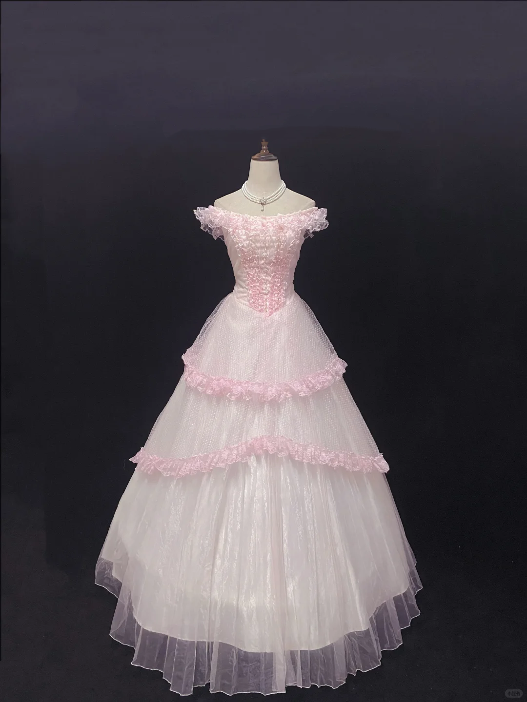 Light Pink Off-shoulder Romantic Gown With Lace Trim, Cinched Waist, Voluminous Princess Skirt, Wedding Dress & Bridal Gown gh8172