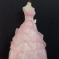 Blush Pink Strapless Long Romantic Gown with Fitted Waist and Fluffy Princess Skirt, Wedding Dress & Bridal Gown gh8303