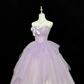 Lavender Strapless Beaded Cinched Waist Voluminous Skirt Romantic Dress, Wedding Gown gh7902