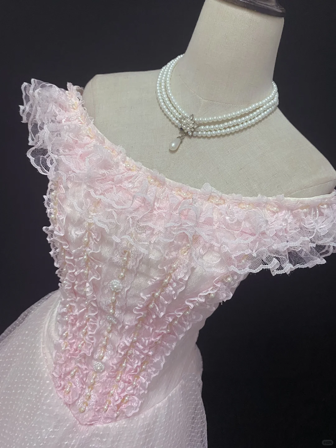 Light Pink Off-shoulder Romantic Gown With Lace Trim, Cinched Waist, Voluminous Princess Skirt, Wedding Dress & Bridal Gown gh8172