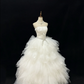 Off-White Strapless Rhinestone Cinched Waist Voluminous Princess Skirt Elegant Luxury Romantic Dress, Wedding Gown gh7992