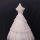 Light Pink Off-shoulder Romantic Gown With Lace Trim, Cinched Waist, Voluminous Princess Skirt, Wedding Dress & Bridal Gown gh8172