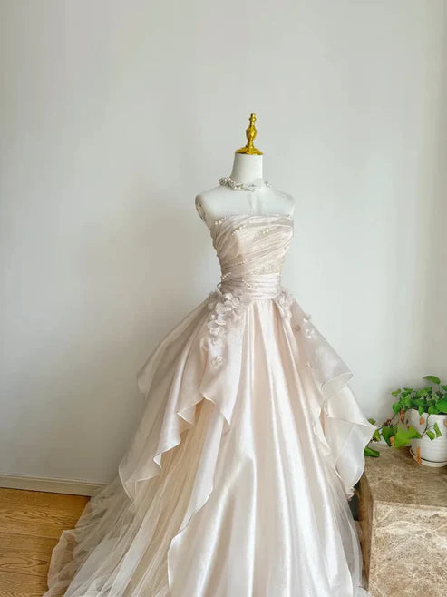 Rosa Wunderschöne Elegante Exquisite Perlen A-Linie Off Schulter Lange Tüll Ballkleid Abendkleid Brautkleid gh3415