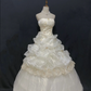 Off-white strapless court vintage long romantic dress with fitted waist and fluffy princess skirt, wedding dress & bridal gown gh8258