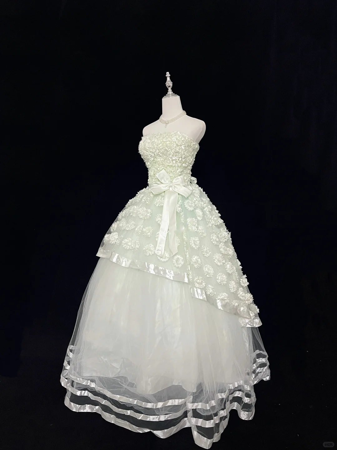 Light Green Gradient Fresh Strapless Cinched Waist Voluminous Princess Skirt Vintage Romantic Dress, Wedding Gown gh8039