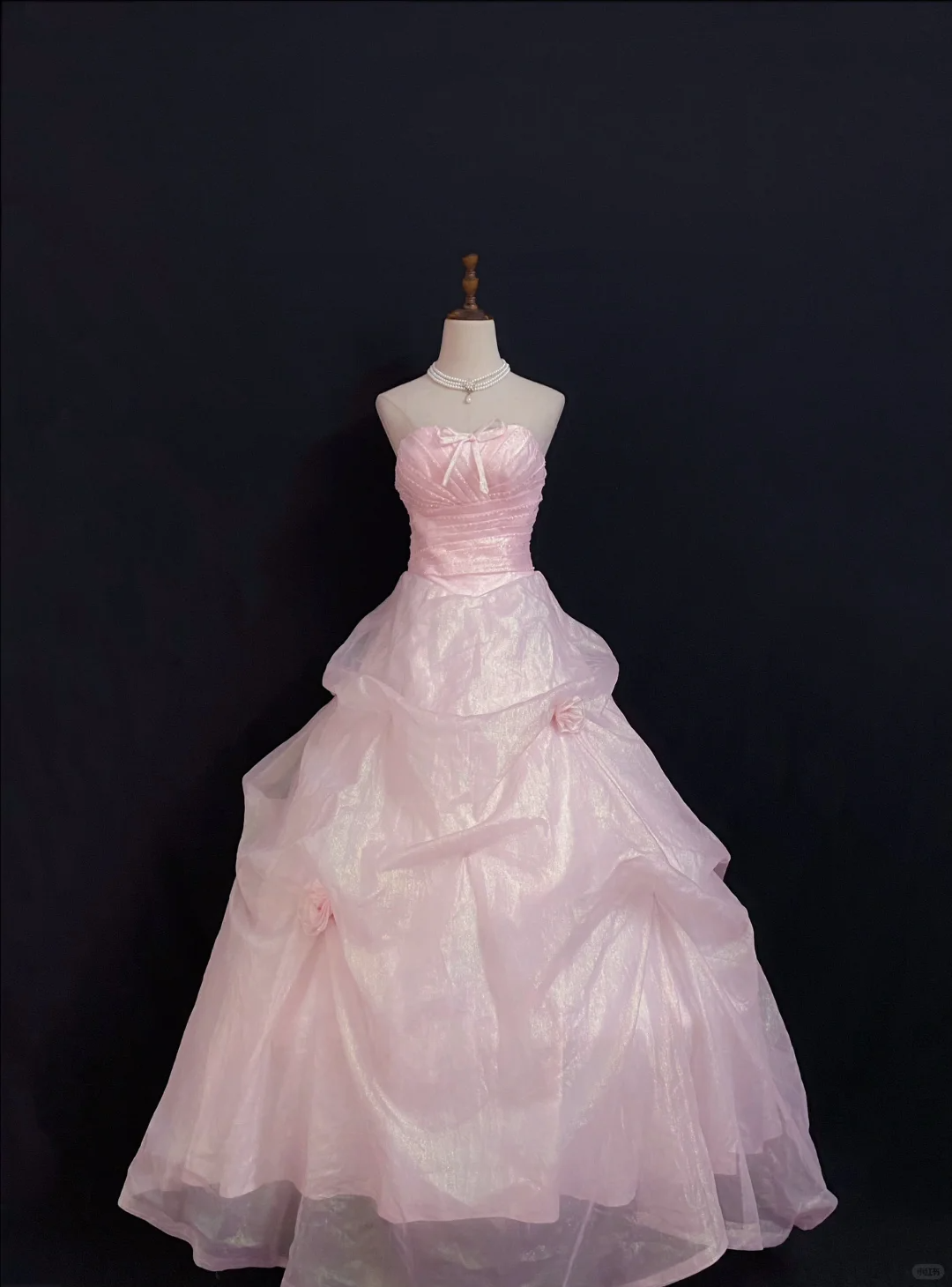 Blush Pink Strapless Cute Long Romantic Gown with Fitted Waist and Fluffy Princess Skirt, Wedding Dress & Bridal Gown gh8304