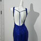Dark Blue V-Neck Spaghetti Strap Fitted Waist Slim Elegant Prom & Evening Dress gh7229