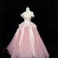 Blush Pink Gentle Off-the-Shoulder Cinched Waist Voluminous Designer Skirt Long Romantic Dress, Wedding Gown gh7903