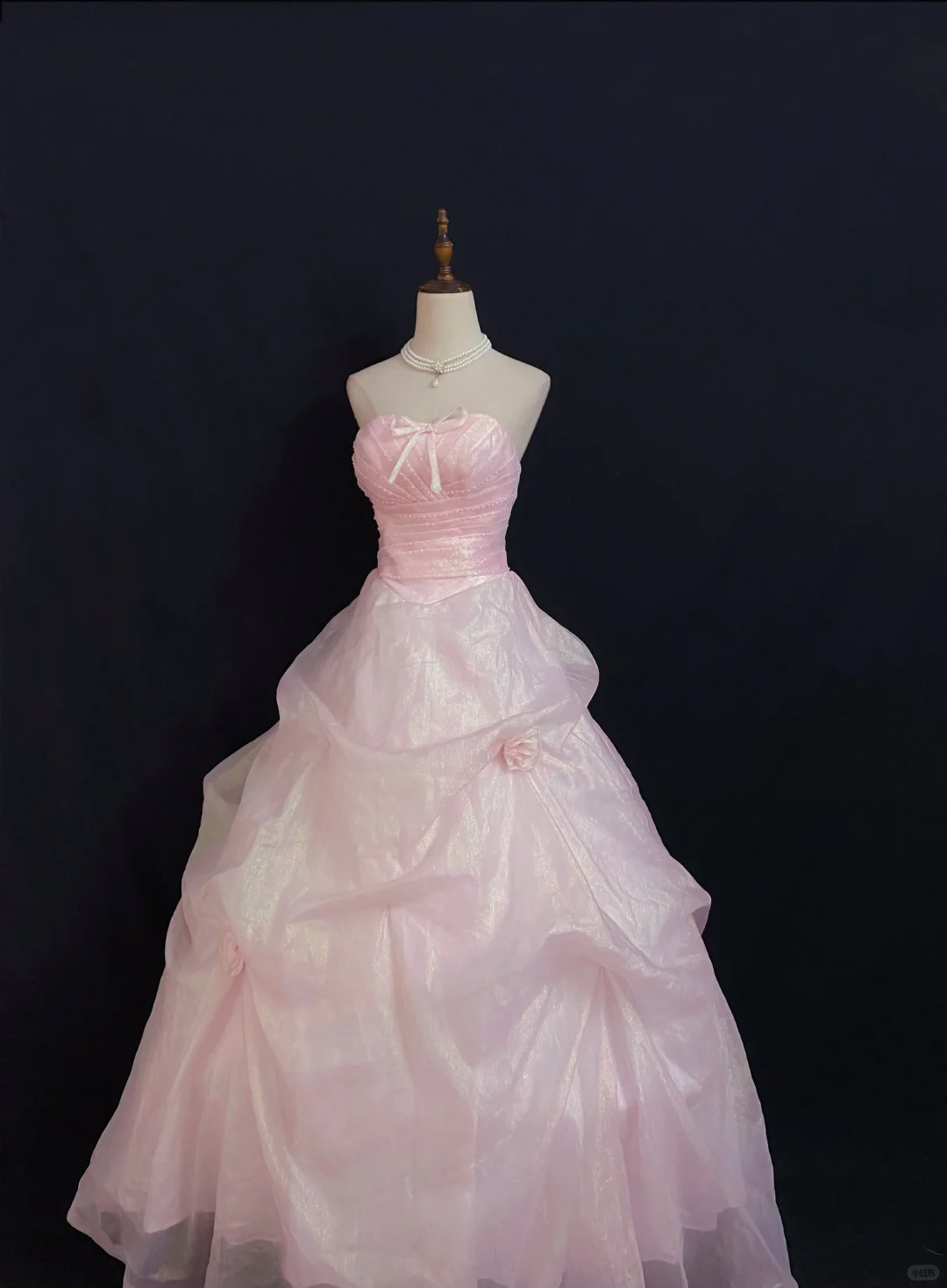 Blush Pink Strapless Cute Long Romantic Gown with Fitted Waist and Fluffy Princess Skirt, Wedding Dress & Bridal Gown gh8304
