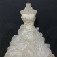 Off-white strapless court vintage long romantic dress with fitted waist and fluffy princess skirt, wedding dress & bridal gown gh8258