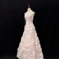 Blush Pink Strapless Romantic Gown, Cinched Waist, Vintage Floral Flared Skirt, Wedding Dress & Bridal Gown gh8128