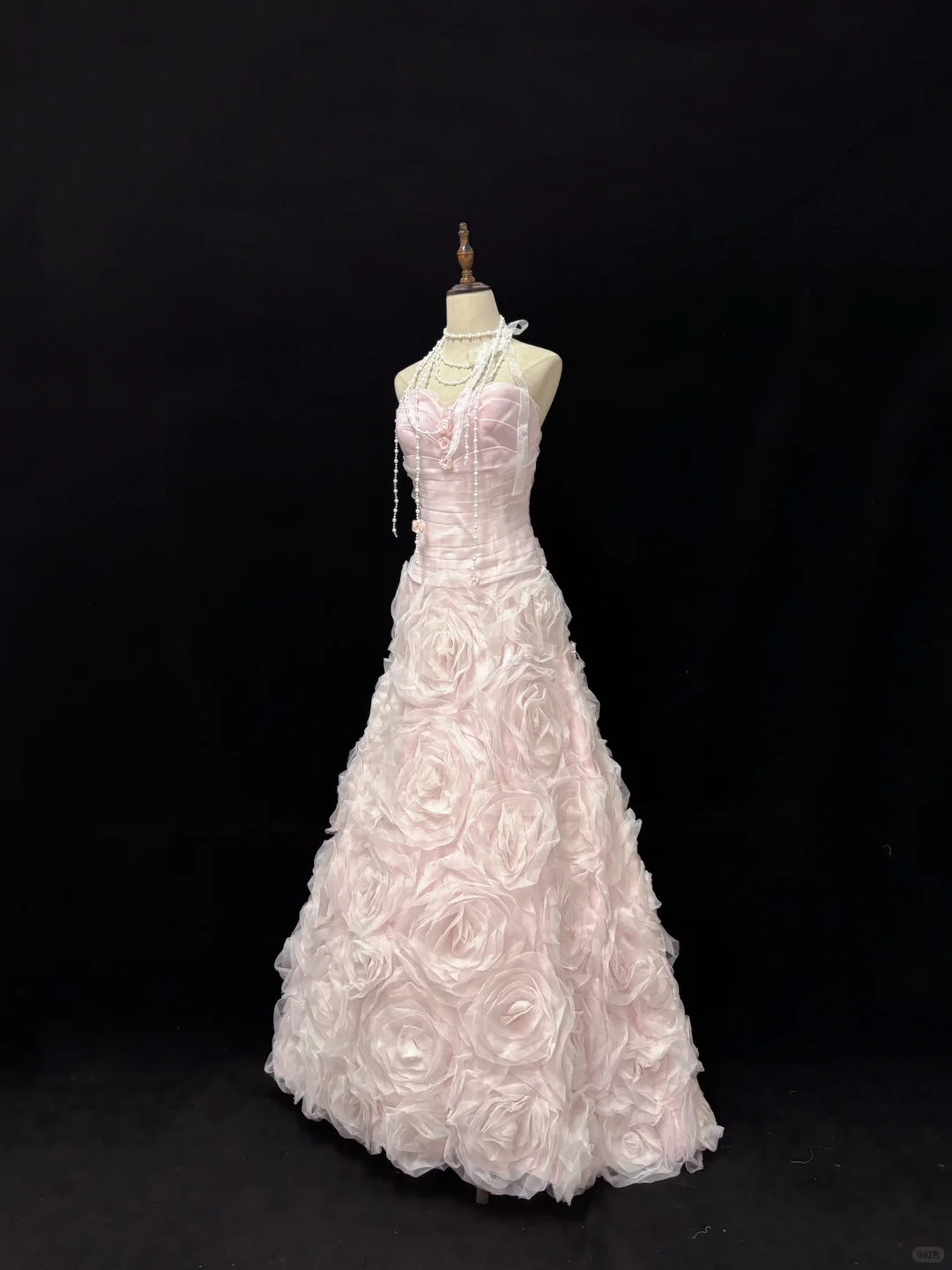 Blush Pink Strapless Romantic Gown, Cinched Waist, Vintage Floral Flared Skirt, Wedding Dress & Bridal Gown gh8128