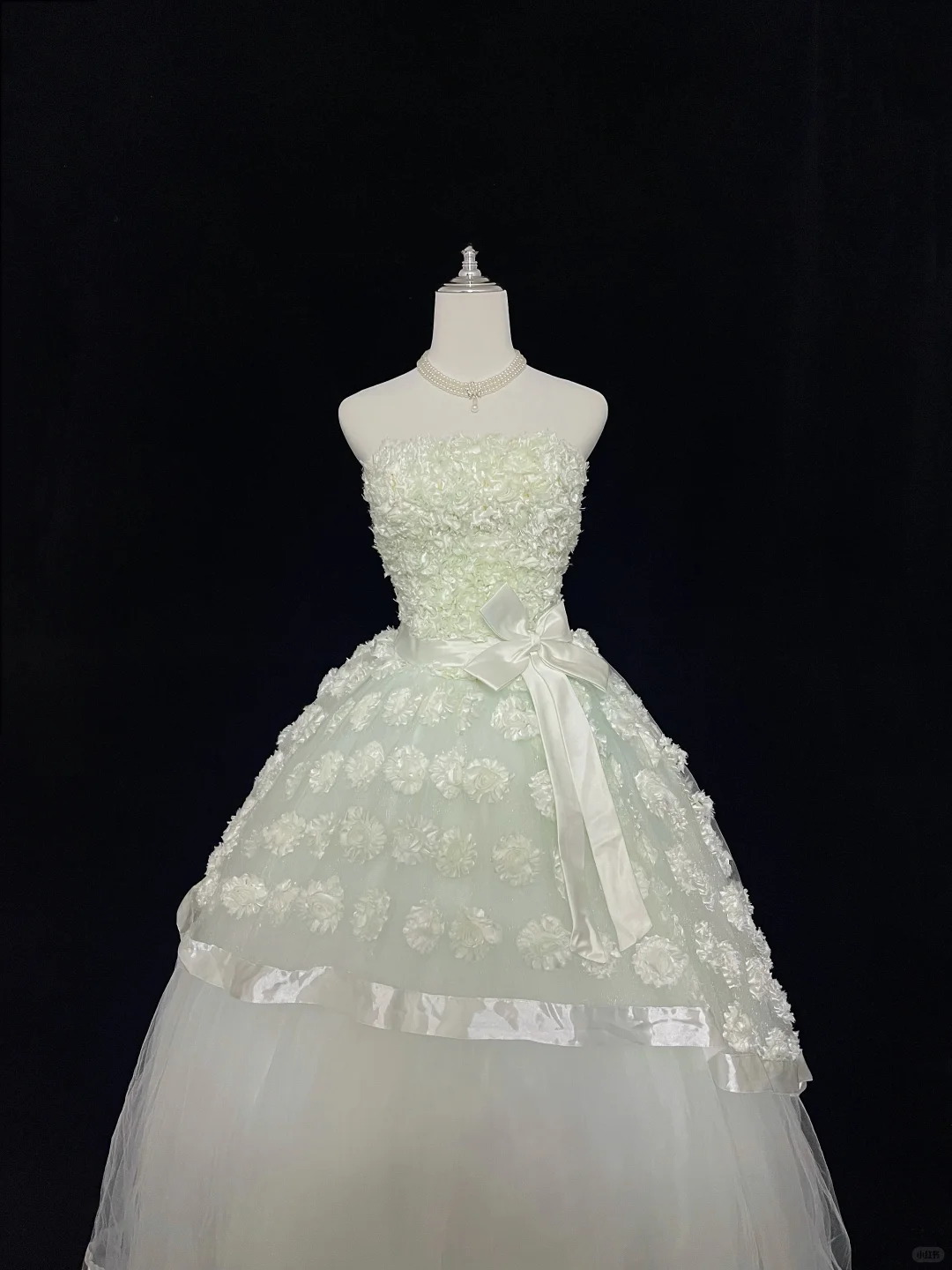 Light Green Gradient Fresh Strapless Cinched Waist Voluminous Princess Skirt Vintage Romantic Dress, Wedding Gown gh8039