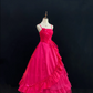Fuchsia Spaghetti Strap Romantic Gown, Cinched Waist, Voluminous Princess Skirt, Wedding Dress & Bridal Gown gh8173