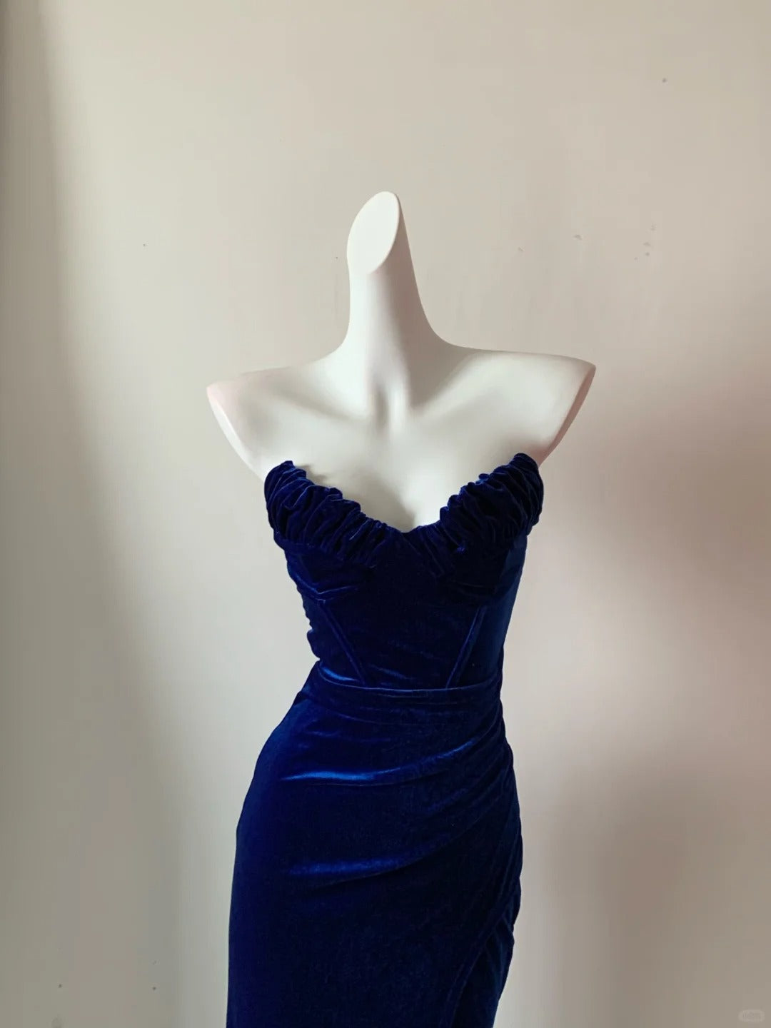 Blau/Schwarz Einzigartige Mode Elegante Schatz Hals Lange Samt Bodenlangen Ballkleid Abendkleid Ballkleid gh4076