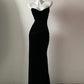 Blau/Schwarz Einzigartige Mode Elegante Schatz Hals Lange Samt Bodenlangen Ballkleid Abendkleid Ballkleid gh4076