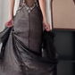 Black‑Vintage‑Mermaid‑Gown Halter‑Off‑Shoulder Deep‑V‑Neck Sheer‑Mesh‑Waist‑Cutout Hand‑Beaded‑Rhinestones Removable‑Chiffon‑Sashes Sequined‑Sheer‑Tulle Sweep‑Train Sexy‑Evening‑Prom‑Dress gh8832