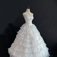 Off-white Strapless Romantic Gown, Cinched Waist, Voluminous Tiered Cake Princess Skirt, Wedding Dress & Bridal Gown gh8214