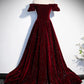 Dunkelblau/burgunderrot glänzendes elegantes langes Ballkleid aus Samt für formelle Anlässe gh3211
